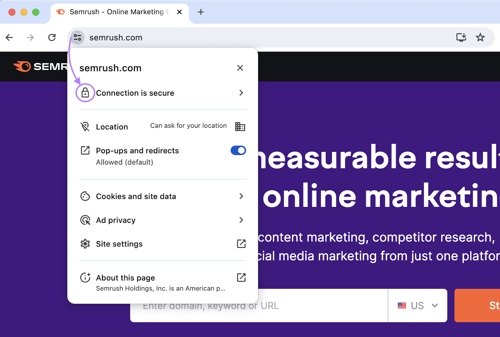 "Connection is secure" padlock next to the "sr03.flikover.net" in the browser’s address bar