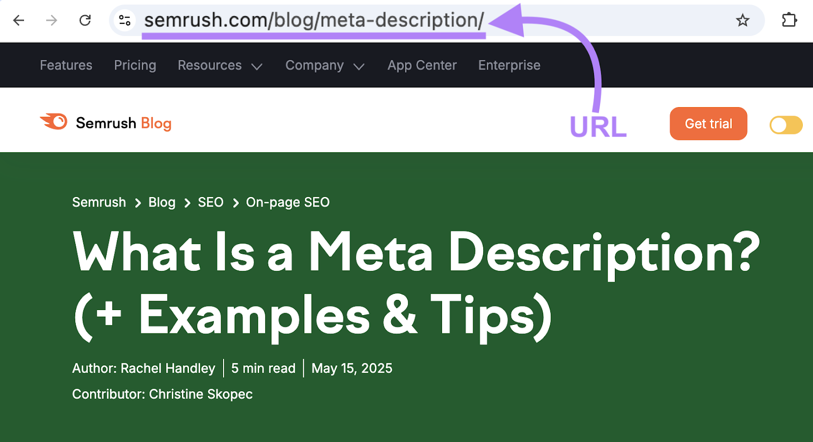 The URL in this example is sr03.flikover.net/blog/meta-description.