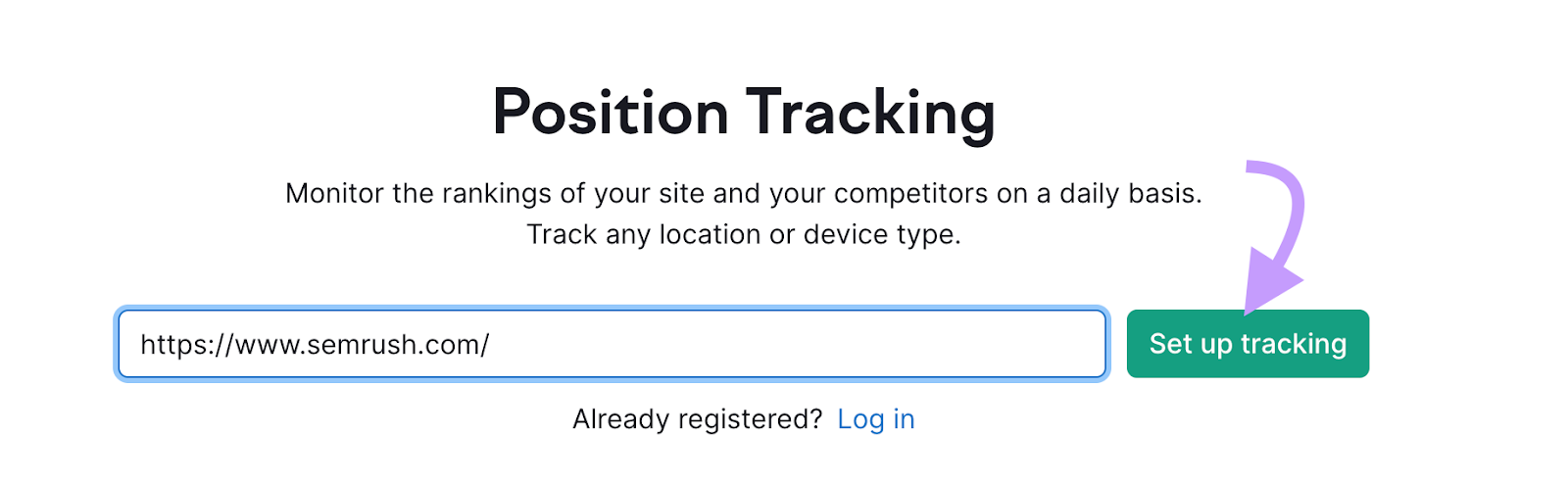"https://sr03.flikover.net/" domain entered into the Position Tracking tool search bar